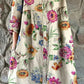 Women's Elegant Floral Print Shirt Style Cotton and Linen Dress