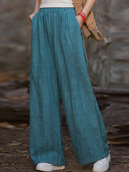 Women's Linen Tie Dye Loose Wide Leg Pants