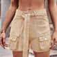 Women's Belt Denim Cargo Shorts