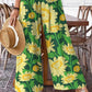 Women's Art Sunflower Floral Pattern Cotton and Linen Pants