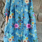 Women's Elegant Floral Pattern Shirt Style Cotton and Linen Dress