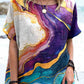 Women's Art Fluid Gradient Print Pattern Linen Top