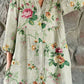 Women's Elegant  Rose Floral Pattern Shirt Style Cotton and Linen Dress