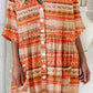 Women's Striped Bohemian V-Neck Cardigan Cotton and Linen Dress