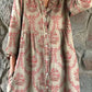 Women's Elegant Simple Floral Pattern Shirt Cotton and Linen Dress with Pockets