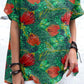 Women's Tropical Poppy Floral Crew Neck Cotton and Linen Top