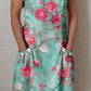 Women's Elegant Floral Pattern Round Neck Cotton and Linen Dress