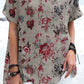 Women's Elegant  Floral Round Neck Cotton and Linen Top