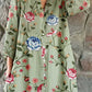 Women's Art Rose Floral Shirt Style Cotton and Linen Dress