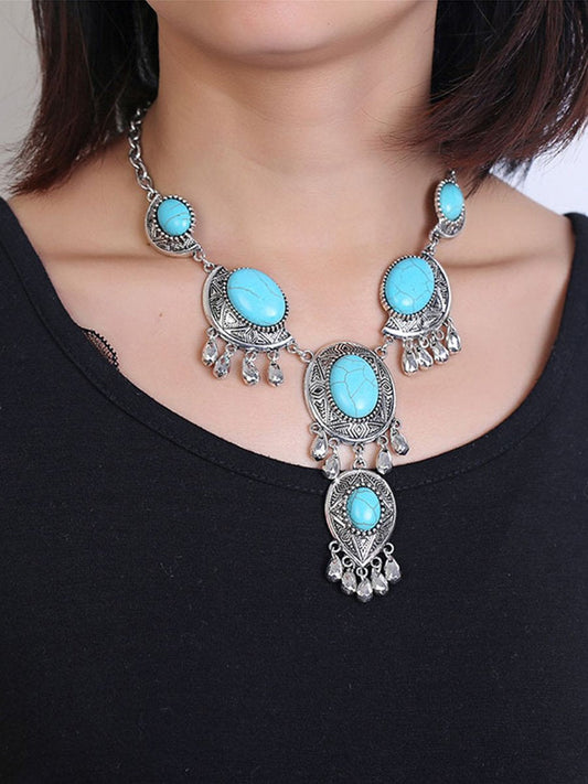 Women's Bohemian Ethnic Style Turquoise Couple Necklace