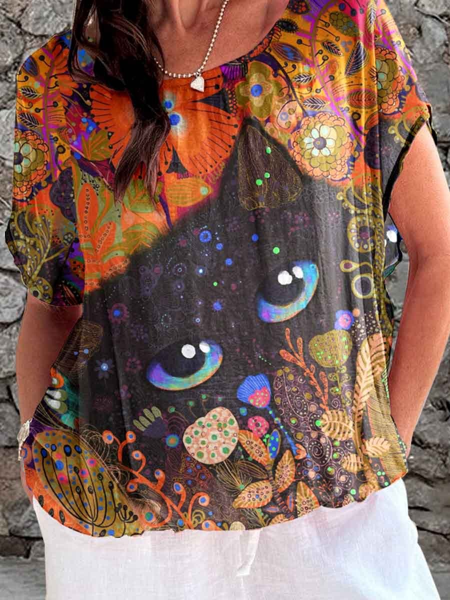 Women's Art Cat's Eye Pattern Top