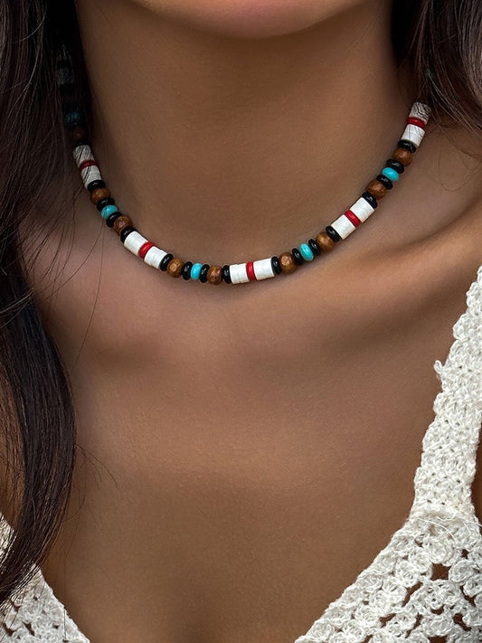 Personalized Ethnic Wood Beaded Necklace