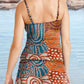 V-neck Retro Abstraction Print Suspender Skirt Tankini Pantskirt Set Swimsuit