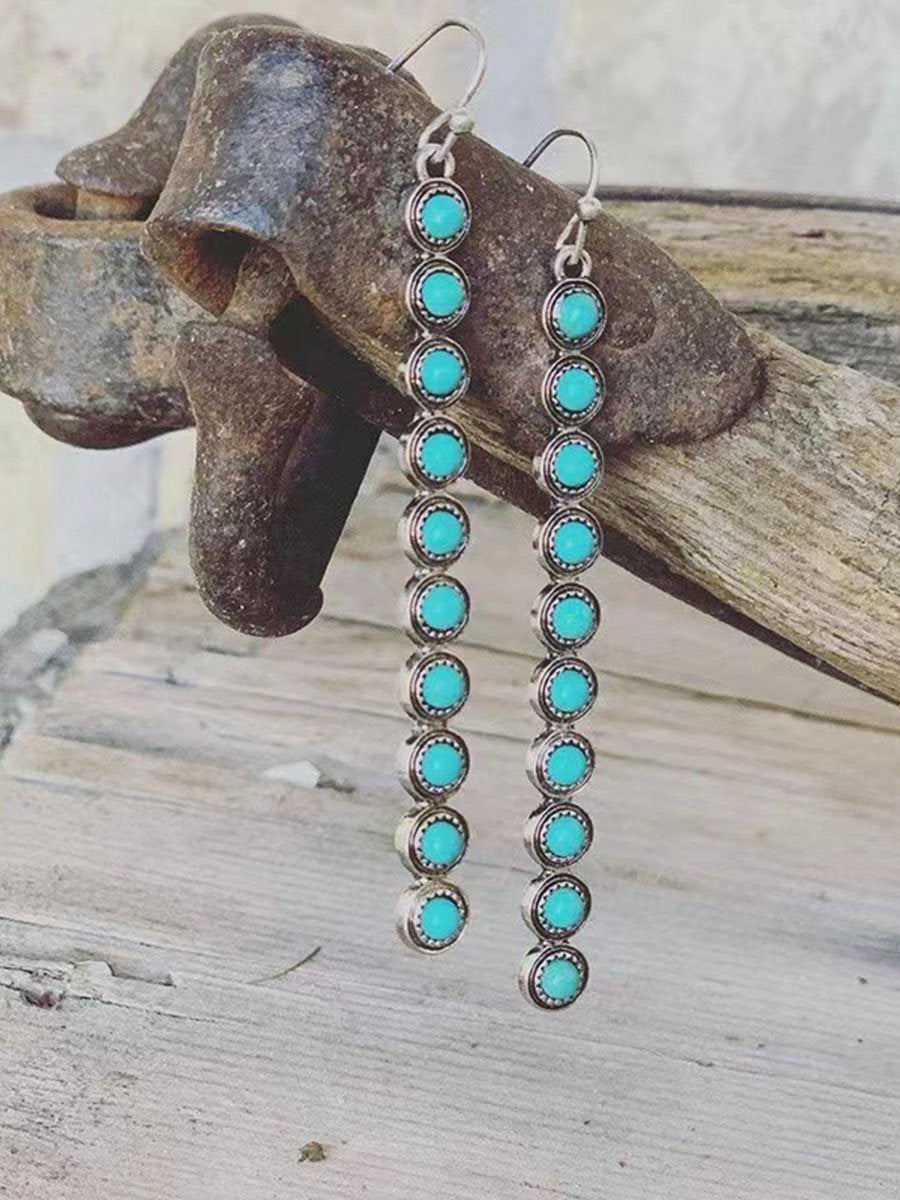 Boho Vintage Turquoise Alloy Drop Earrings