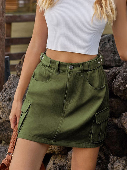 Women's Distressed Elastic Waist Work Skirt