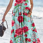 Women's Beach Resort Style Rose Floral Pattern Tank Top Dress with Pockets