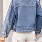 Women's Distressed Embroidered Beading Denim Jacket Top