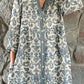 Women's Retro Elegant Floral Shirt Style Cotton and Linen Dress