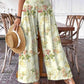 Women's Rose Floral Print Wide Leg Pants