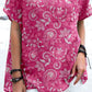 Women's Elegant Simple Decorative Floral Pattern Round Neck Cotton and Linen Top