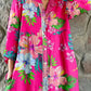 Women's Tropical Floral Shirt Style Cotton and Linen Dress