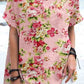 Women's Elegant Vintage Rose Floral Print Linen Top