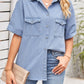 Women's Single Breasted Short Sleeve Denim Shirt