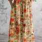 Women's Rose Floral Pattern Cotton And Linen Dress