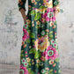 Women's Vintage Elegant Floral Pattern Cotton and Linen Dress with Pockets