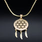 Bohemian Ethnic Gold Plated Tassel Feather Stainless Steel Dream Catcher Necklace