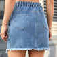 Women's Distressed Frayed Denim Short Skirt