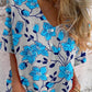 Women's Elegant Floral Pattern Shirt Style Cotton and Linen Top