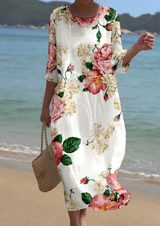 Women's Short Sleeve Floral Pattern Resort Dress