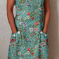 Women's Elegant Rose  Rose Floral Pattern Cotton and Linen Dress with Pockets