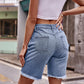 Versatile Raw Edge Straight Denim Casual Shorts