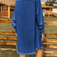 Women's Retro Washed Denim Loose Casual Long-Sleeved Raw Edge Dress