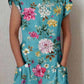 Women's Elegant Floral Pattern Crew Neck Dress