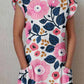 Women's Elegant Floral Cotton and Linen Dress