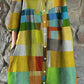 Women's Rainbow Geometric Square Print Cotton and Linen Shirt Dress