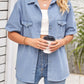 Women's Single Breasted Short Sleeve Denim Shirt