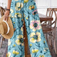 Women's Floral Print Graphic Cotton Wide Leg Pants