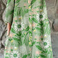 Women's Elegant Simple Floral Pattern Shirt Style Cotton and Linen Dress