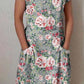 Women's Elegant Floral Cotton and Linen Dress