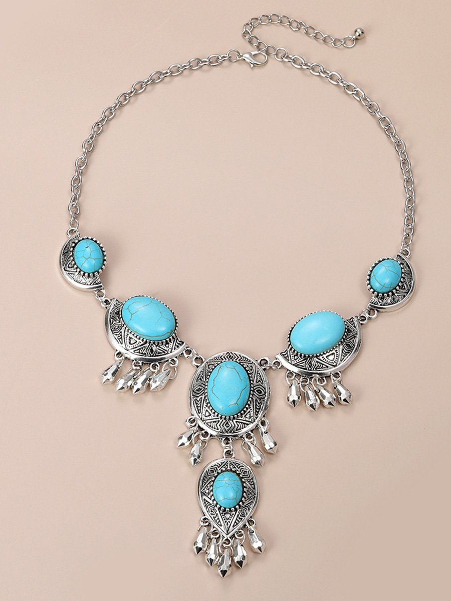 Women's Bohemian Ethnic Style Turquoise Couple Necklace