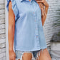 Women's Distressed Single-Breasted Denim Shirt