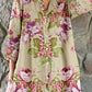 Women's Elegant Rose Floral Print Shirt Style Cotton and Linen Dress