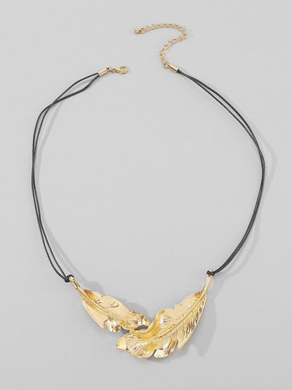 Women's Metallic Feather Necklace