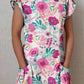 Women's Elegant Floral Pattern Round Neck Cotton and Linen Dress