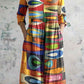 Women's Retro Elegant Art Geometric Pattern Cotton and Linen Dress with Pockets