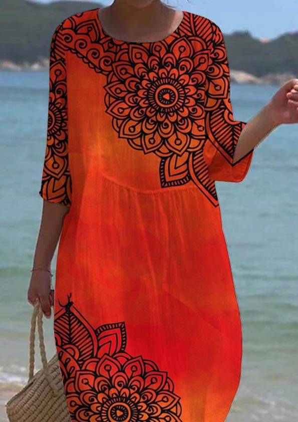 Women's Bohemian Floral Print Resort Dress